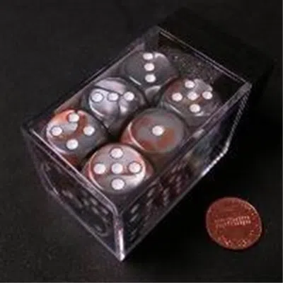 Chessex Manufacturing 26624 D6 Cube Gemini Set Of 12 Dice, 16 Mm - Copper & Steel With White Numbering