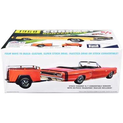 Mpc Skill 2 1968 Dodge Coronet R-t Convertible With Haul-away Trailer 1-25 Scale Model Kit