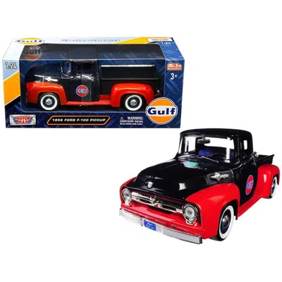 Motormax 1956 Ford F-100 Pickup Truck Gulf Dark Blue & Red 1 By 24 Die-cast Model Cars
