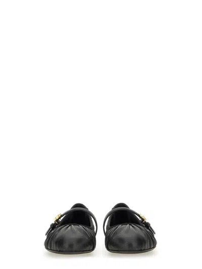 Dolce & Gabbana 5mm Criss Cross Nappa Ballerina Flats In Black