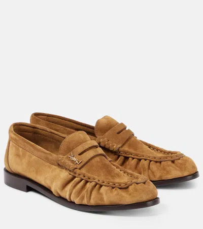Saint Laurent Camel Suede Le Loafer Loafers In Brown