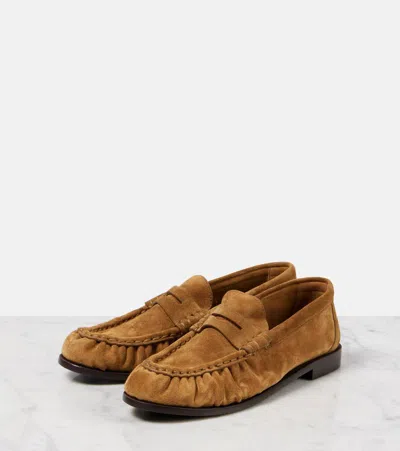 Saint Laurent Camel Suede Le Loafer Loafers In Brown