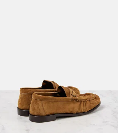 Saint Laurent Camel Suede Le Loafer Loafers In Brown
