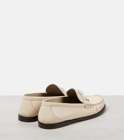 Saint Laurent Le Loafer Gathered Glossed-leather Loafers In Nude