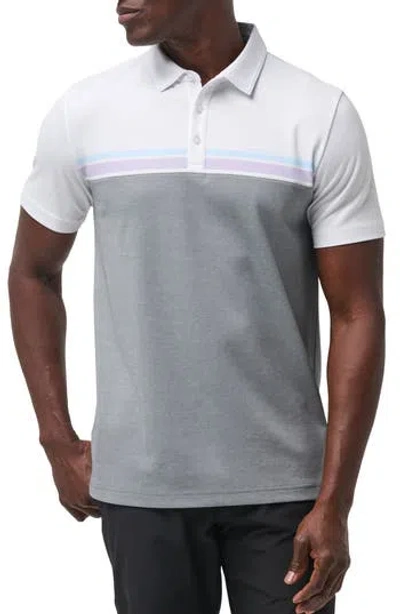 Travismathew First Timer Stripe Colorblock Polo In White