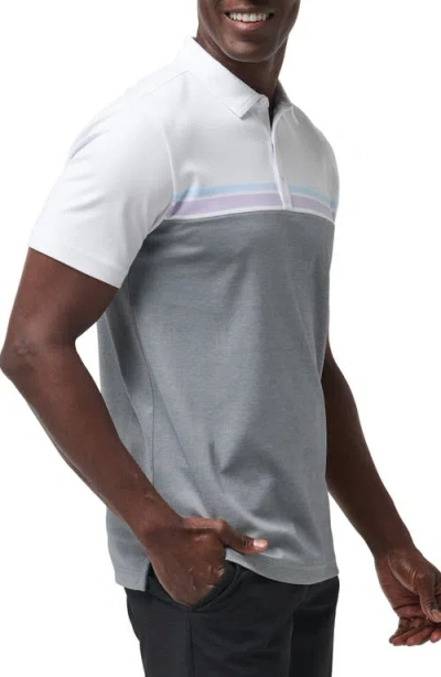 Travismathew First Timer Stripe Colorblock Polo In White
