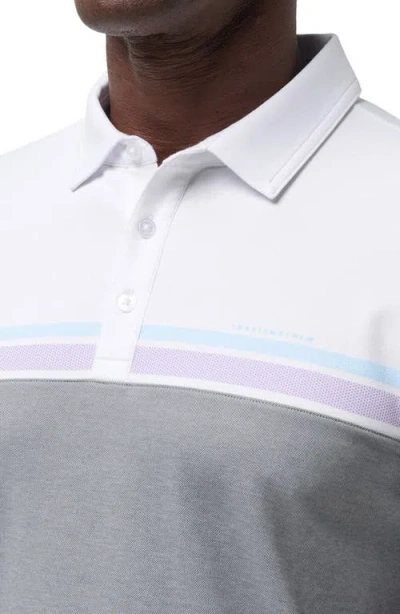 Travismathew First Timer Stripe Colorblock Polo In White