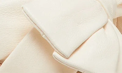 Stuart Weitzman Sofia Lambskin Bow Mule Sandals In White