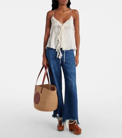 Chloé Chloe Women Raffia Large Horse Medal Bucket Bag In Brown