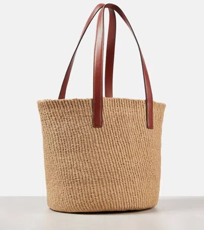 Chloé Chloe Women Raffia Large Horse Medal Bucket Bag In Brown