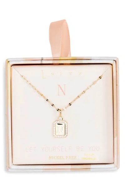 Leith Initial Pendant Necklace In N- Clear- Gold