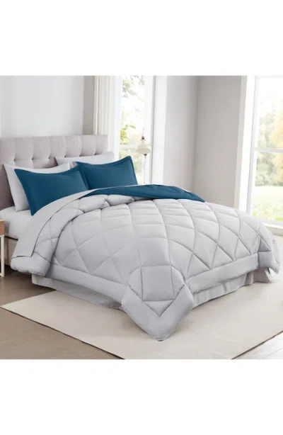 Modern Threads Solid Reversible 7-piece Comforter Set In Navy