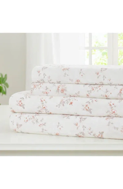 Modern Threads Rose Print Microfiber Sheet Set In Clay