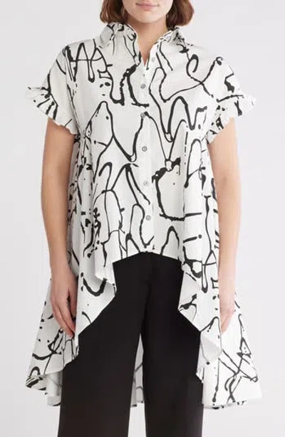 Patrizia Luca Ruched High-low Button-up Shirt In White