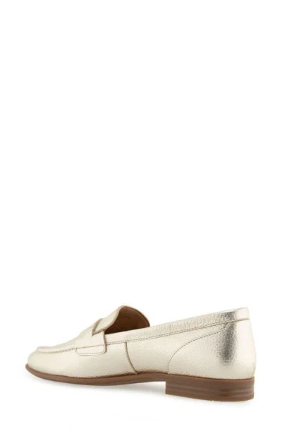 Aerosoles Women's Winona Almond Toe Loafer Flats In Gold Metallic Pebbled Leather