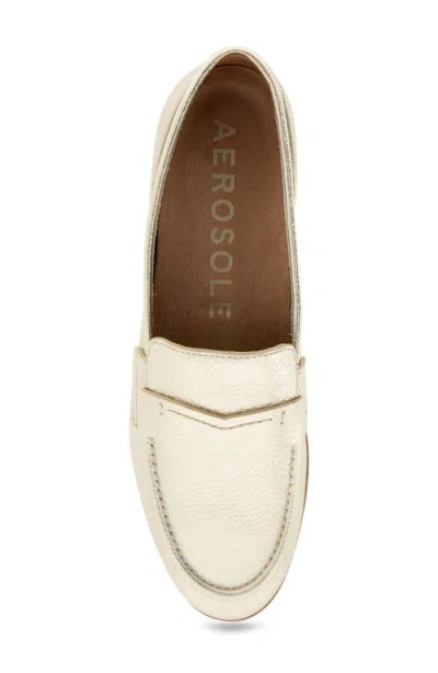 Aerosoles Women's Winona Almond Toe Loafer Flats In Gold Metallic Pebbled Leather