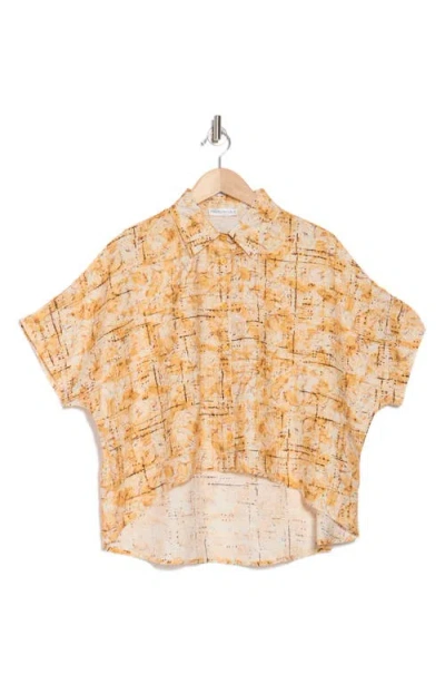 Patrizia Luca Abstract Print Short Sleeve Button-up Shirt In Yellow