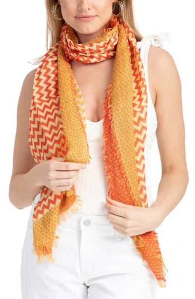 Saachi Sunburst Chevron Scarf In Orange