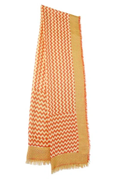 Saachi Sunburst Chevron Scarf In Orange