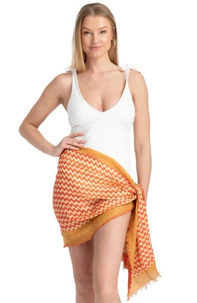 Saachi Sunburst Chevron Scarf In Orange