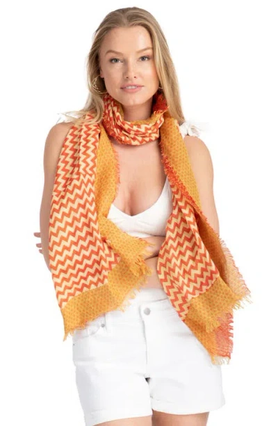 Saachi Sunburst Chevron Scarf In Orange