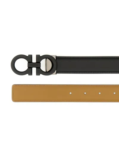 Ferragamo Reversible Gancini Belt In Black