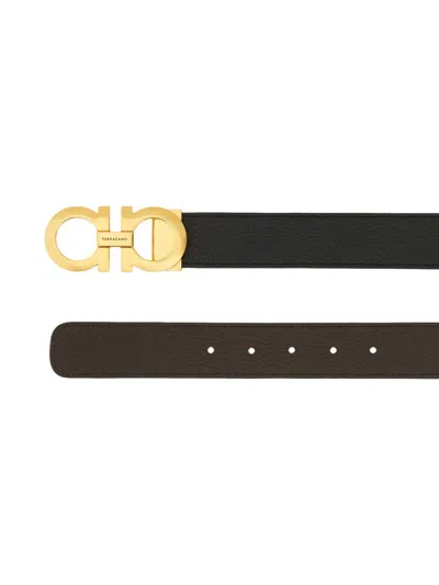 Ferragamo Gancini Belt With Textured Finish In Multicolor
