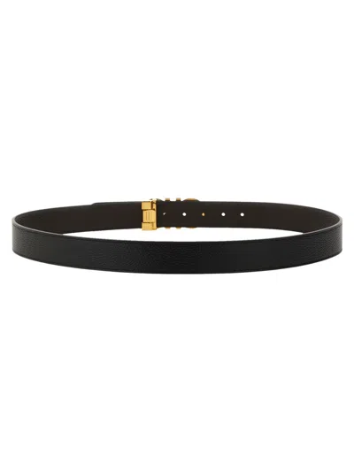Ferragamo Gancini Belt With Textured Finish In Multicolor