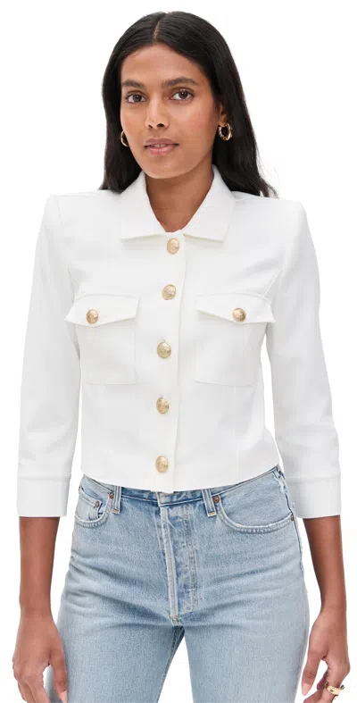 L'agence Kumi Button Front Crop Jacket In White