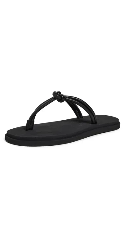 Emme Parsons Knot Pool Slides In Black Nappa/rubber