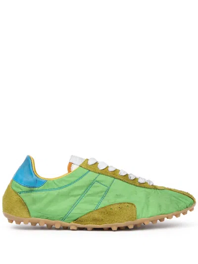 Maison Margiela Sprinter Leather And Brushed Suede-trimmed Shell Sneakers In Green