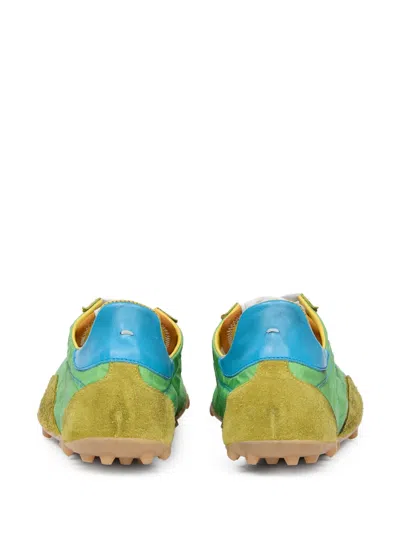 Maison Margiela Sprinter Leather And Brushed Suede-trimmed Shell Sneakers In Green