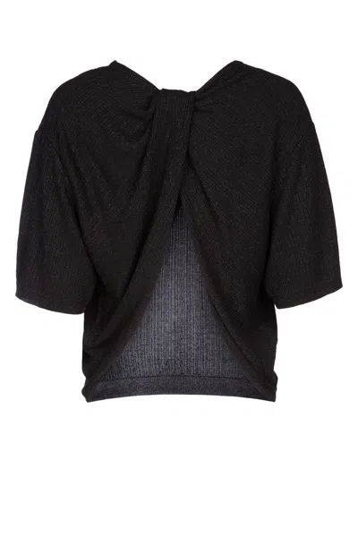 Jacob Cohen Cropped Metallic Knit Wrap Top In Multicolor
