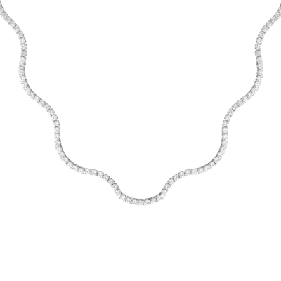 Aurate New York Lab Grown White Sapphire Wave Tennis Necklace In White