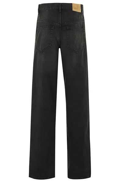 Isabel Marant Wide Leg Trousers Contrast Stitching In Black