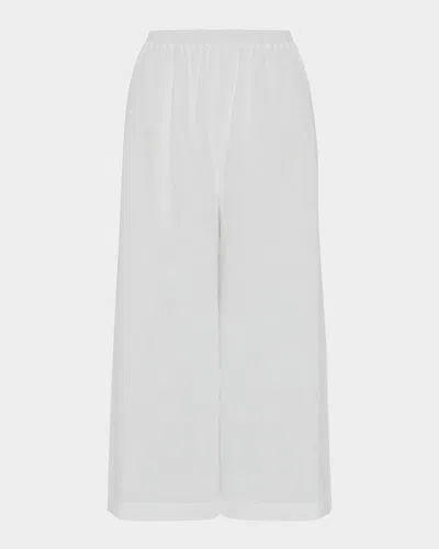 Eskandar Flared Linen Culottes In White