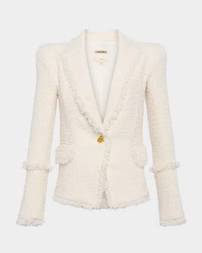 L'agence Kaisley Waffle Tweed Blazer In Vintage White