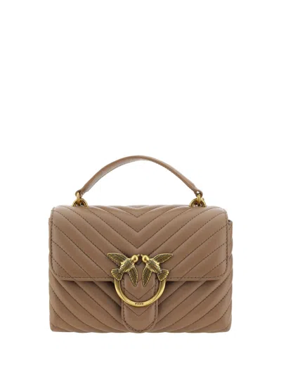 Pinko Big Lady Love Bag Puff Chevron In Gold