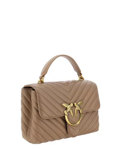 Pinko Big Lady Love Bag Puff Chevron In Gold