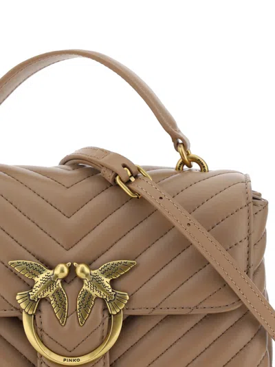 Pinko Big Lady Love Bag Puff Chevron In Gold