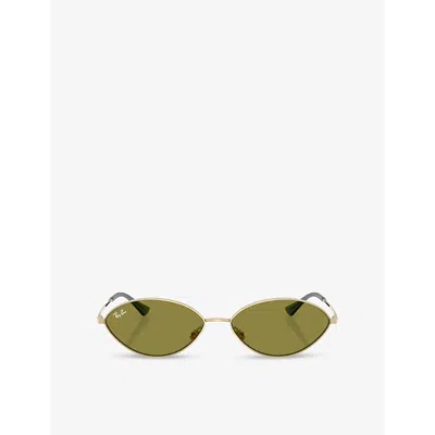 Ray Ban Womens Gold Rb3757 Kai Oval-frame Metal Sunglasses In Gold