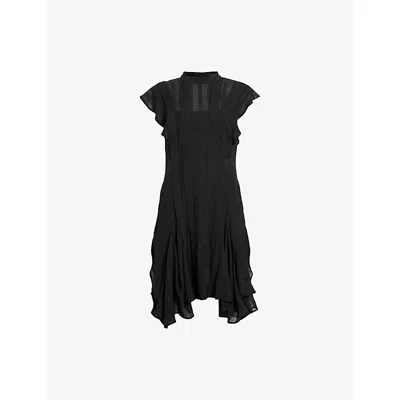 Allsaints Womens Fleur Asymmetric Woven Mini Dress Black