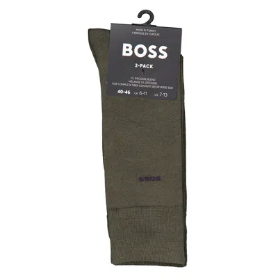 Hugo Boss Two-pack Of Regular-length Socks In Green