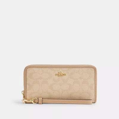 Coach Long Zip Around Wallet With Signature Canvas In Multi