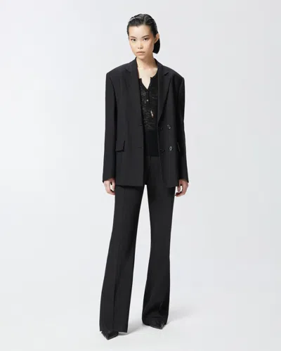 Pinko Tailored High-waisted Flared Trousers With Polished Button Detail In Black