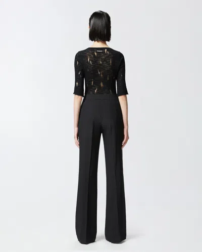 Pinko Tailored High-waisted Flared Trousers With Polished Button Detail In Black
