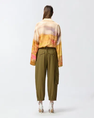 Pinko Life Printed Viscose Shirt In Mult.beige/rosa