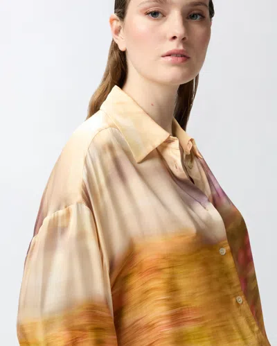 Pinko Life Printed Viscose Shirt In Mult.beige/rosa