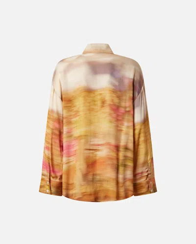 Pinko Life Printed Viscose Shirt In Mult.beige/rosa