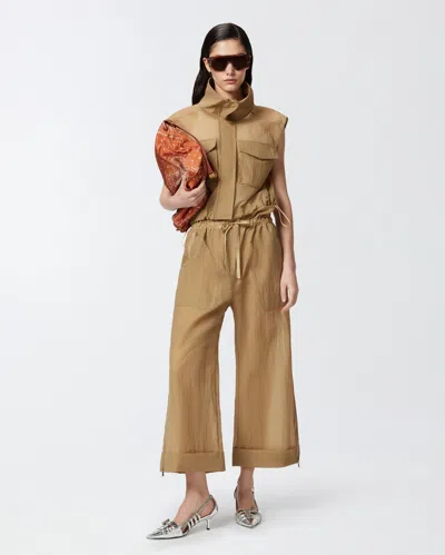 Pinko Jupe-culotte Large En Tissu Léger In Light Brown